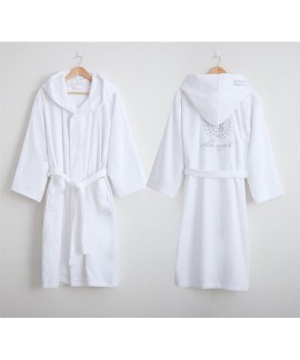 100% Cotton nightgown men's long thick hooded bathrobe letters print winter long-sleeved pajamas wholesale