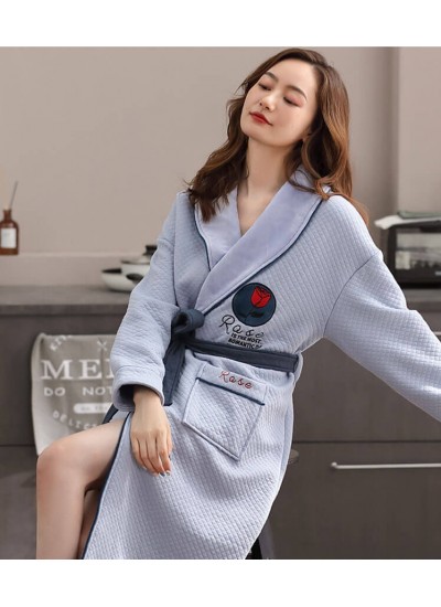 Air cotton pajamas rose print autumn winter thickness home service Wholesale and Retail