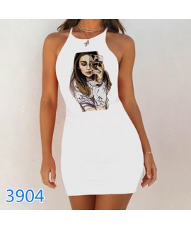 Sexy Summer Sleepwear Print Night Dress 2020 New Women Nightgown Slim Pack Hip Sleeveless Sleepshirts Nightdress