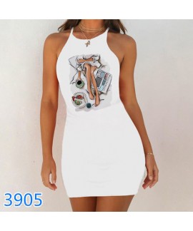 Sexy Summer Sleepwear Print Night Dress 2020 New Women Nightgown Slim Pack Hip Sleeveless Sleepshirts Nightdress