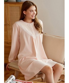 Long-sleeved Sweet Nightdress Thick Cotton Lace Court Dress