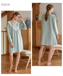 Long-sleeved Sweet Nightdress Thick Cotton Lace Court Dress