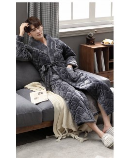 High-end nightgown men's thickened plus velvet plus cotton warm bathrobe quilted winter men's home service wholesale