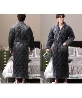 High-end nightgown men's thickened plus velvet plus cotton warm bathrobe quilted winter men's home service wholesale