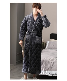 High-end nightgown men's thickened plus velvet plus cotton warm bathrobe quilted winter men's home service wholesale