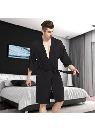 Cotton Summer Sleepwear Male Mid Sleeve Robe Modal Cotton Pajamas For Men Spring And Autumn Bathrobe Wholesale