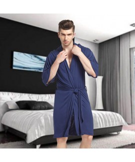 Cotton Summer Sleepwear Male Mid Sleeve Robe Modal Cotton Pajamas For Men Spring And Autumn Bathrobe Wholesale