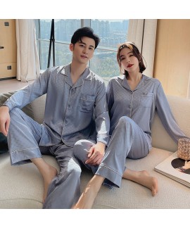 Men's and women's pajamas dark pattern printed sil...