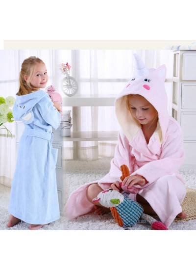 Children's cotton unicorn nightgrown towel autumn winter girls hooded swimming bathrobe Wholesale and Retail