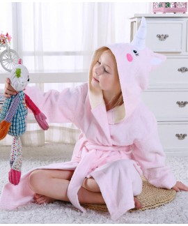 Children's cotton unicorn nightgrown towel autumn winter girls hooded swimming bathrobe Wholesale and Retail