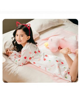 Cotton girls nightdress strawberry thick home service Wholesale and Retail