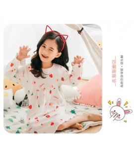 Cotton girls nightdress strawberry thick home service Wholesale and Retail