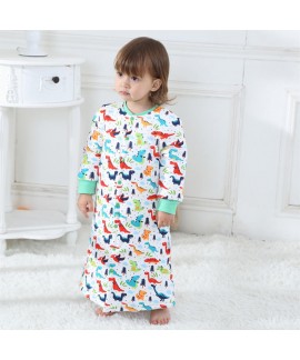 Long Children's Dinosaur Print Nightgown Thicken Cotton Boy PJs Wholesale and Retail