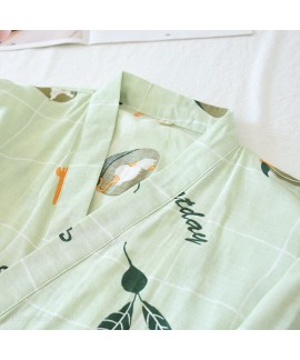 Maternity Nursing Fruit Print Nightgown Cotton Double Gauze Japanese Kimono confinement Pajamas Pants Wholesale