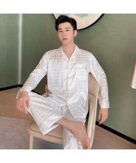 2023 couples home service striped lattice solid color lapel long sleeve fashion pajamas wholesale