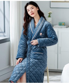 2020 New Triple-layer Cotton Winter Thick Nightgow...