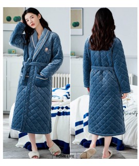 2020 New Triple-layer Cotton Winter Thick Nightgown Robe Female Wholesale and Retail