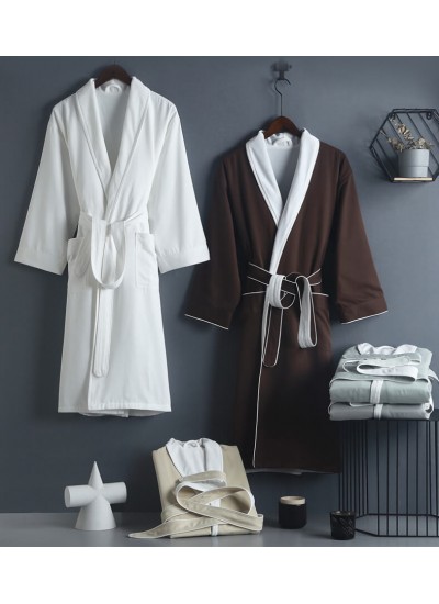 Hotel quality Long night gown pure cotton absorbent bathrobe soft and quick-drying thick men's pajamas wholesale