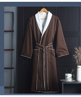 Hotel quality Long night gown pure cotton absorbent bathrobe soft and quick-drying thick men's pajamas wholesale