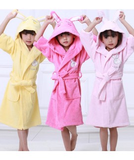 Pure cotton rabbit ears bathrobe thickened childre...