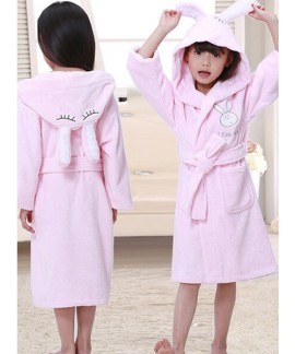 Pure cotton rabbit ears bathrobe thickened children's hooded pajamas Wholesale and Retail