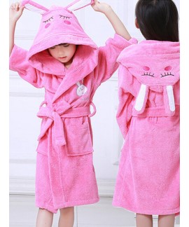 Pure cotton rabbit ears bathrobe thickened children's hooded pajamas Wholesale and Retail