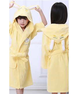 Pure cotton rabbit ears bathrobe thickened children's hooded pajamas Wholesale and Retail