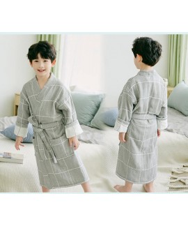 Winter cotton gauze children's bathrobe thickened bubble print long kimono nightgown Wholesale and Retail