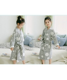 Winter cotton gauze children's bathrobe thickened bubble print long kimono nightgown Wholesale and Retail