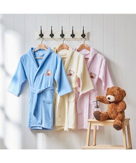 Cotton hooded bathrobe Towel cartoon bear print ki...