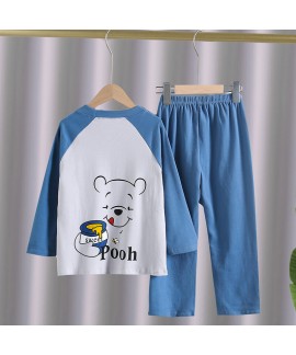 Boys blue Pooh Bear fall cotton long-sleeved carto...