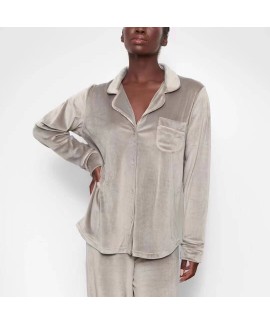 Kardashian pajamas women's double-sided velvet classic shirt-style loungewear Wholesale and Retail