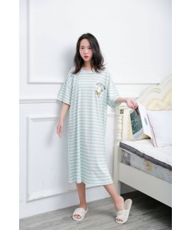 Large Size Striped Fruit Nightdress Female Summer ...