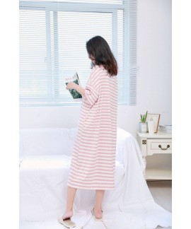 Large Size Striped Fruit Nightdress Female Summer Sweet Short-sleeved Thin Cotton Plus Fat Pregnant Women Pajamas Wholesale