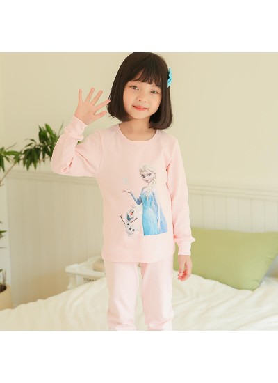 Disney cotton Princess Elsa girl pajamas long-sleeved set Wholesale and Retail