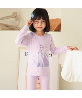 Disney cotton Princess Elsa girl pajamas long-sleeved set Wholesale and Retail