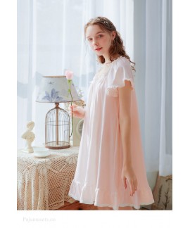 Short-sleeved Cotton Nightdress Female Summer Palace Style Sweet Princess Cute Loose Plus Size Women Pajamas Wholesale