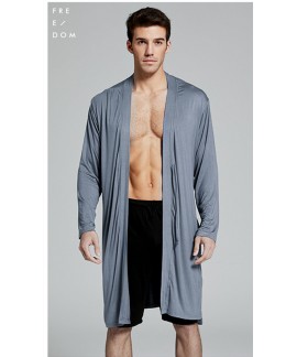 Men's Blue Sexy Pajamas Modal Cotton Nightgown Spr...