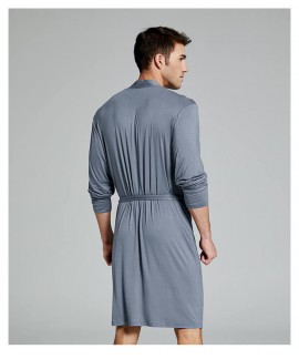Men's Blue Sexy Pajamas Modal Cotton Nightgown Spring and Summer Bathrobes Wholesale