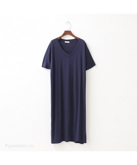 Men's Long Nightdress Summer Cool Thin Modal Cotton Pajamas Male Plus Size Short Sleeve Nightgown Wholesale