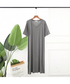 Men's Long Nightdress Summer Cool Thin Modal Cotton Pajamas Male Plus Size Short Sleeve Nightgown Wholesale