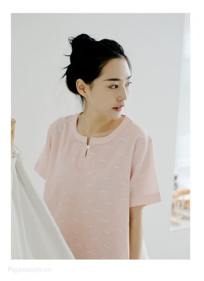 Summer Nightgown New Style Cotton Short-sleeved Nightdress Women's Home Service Simple Japanese Loose Pajamas Wholesale