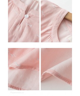 Summer Nightgown New Style Cotton Short-sleeved Nightdress Women's Home Service Simple Japanese Loose Pajamas Wholesale
