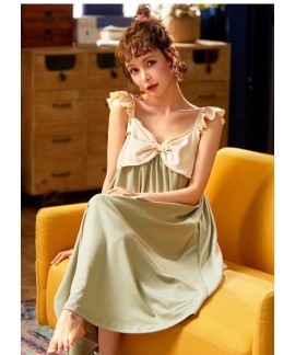 Sling Nightdress Summer Thin Cotton Pajamas Female Princess Style Sweet Korean Pregnant Women Plus Size Nightgown Wholesale