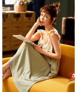 Sling Nightdress Summer Thin Cotton Pajamas Female Princess Style Sweet Korean Pregnant Women Plus Size Nightgown Wholesale