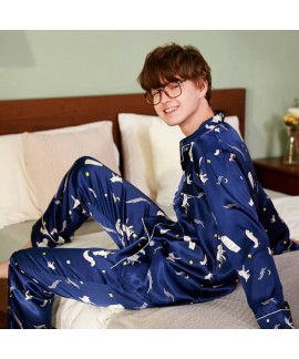 New bluey pjs sheep mens long-sleeved ice silk loungewear Wholesale and Retail