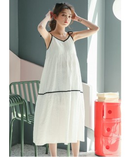 White Cotton Nightdress With Chest Ladies Summer C...