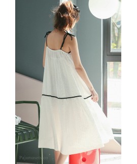 White Cotton Nightdress With Chest Ladies Summer Cute Sweet Thin Sexy Summer Pajamas Home Service Students Wholesale and Retail