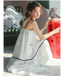 White Cotton Nightdress With Chest Ladies Summer Cute Sweet Thin Sexy Summer Pajamas Home Service Students Wholesale and Retail