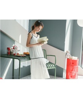 White Cotton Nightdress With Chest Ladies Summer Cute Sweet Thin Sexy Summer Pajamas Home Service Students Wholesale and Retail